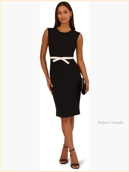 Dresses & Skirts - Midi Sheath Dress with Bow Detailing Boat Neck